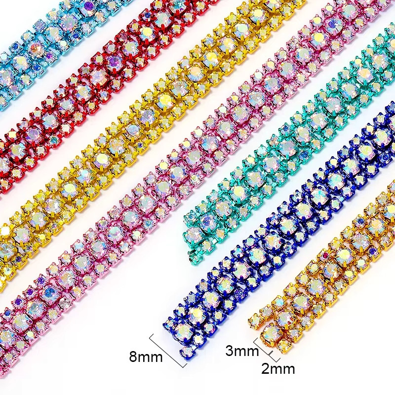 DUCRYSTAL Kristall Kette, Glas Strass, AB Flatback, 90 cm - Bild 2