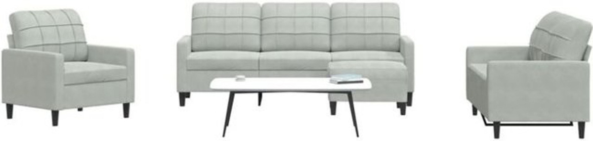 4-tlg. Sofagarnitur mit Kissen aus Samt in Grau von vidaXL im modernen Design - Bild 1