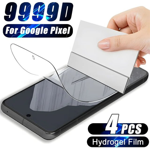 4er-Pack Hydrogel-Displayschutzfolien für Google Pixel 8, 7, 6 Pro, 7A und 6A, 9D Vollabdeckung, transparent - Bild 1