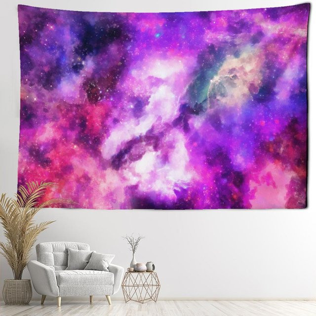 Super Six Wandteppich Starry Sky in Lila mit Sternen und Engeln, B/H: 95 x 70 cm - Bild 1