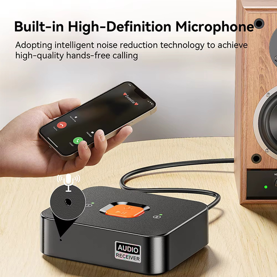 Kebidu Bluetooth 6.0 Empfänger mit 3,5-mm-AUX und RCA Anschlüssen, Wireless Stereo Musik-Adapter mit Mikrofon, Schwarz - Bild 4