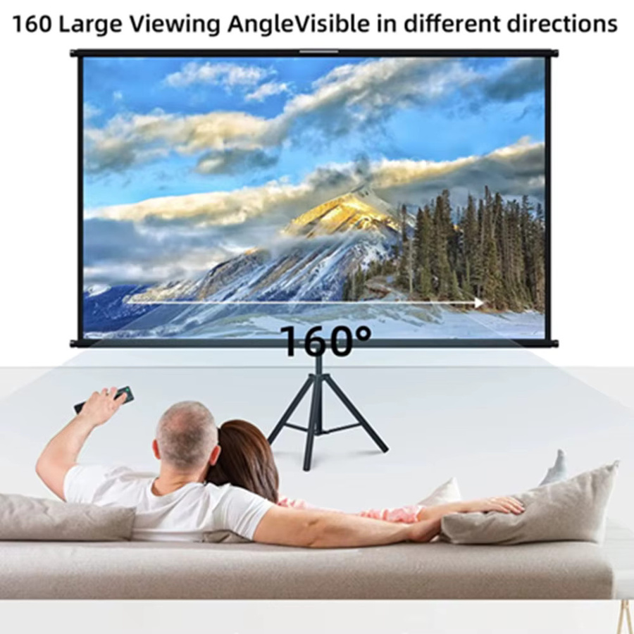 Xiaohui Projektionsleinwand mit Einzelhalterung, 120 Zoll, 16:9 Format, 4K HD, Weiß, für Innen und Außen - Bild 2