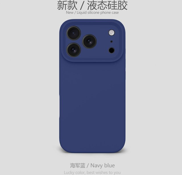 YULIN-003 Flüssigsilikonhülle mit Kameraschutz für iPhone, stoßfest und weich, Farbe: Blau - Bild 1