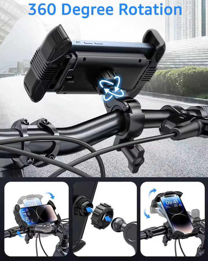 iBudim Universelle Motorrad-Rückspiegel-Handyhalterung 360 Grad drehbar in Schwarz für Motorrad, Fahrrad, ATV, Roller und Kinderwagen - Bild 4