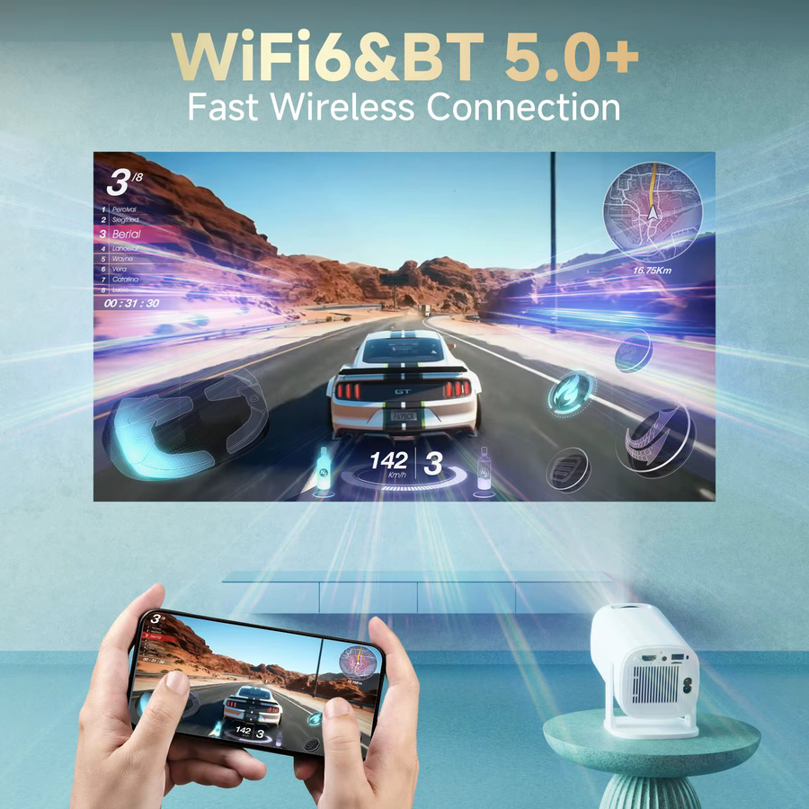 HONGTOP P30 PRO Smart Mini-Projektor mit Android 14, WiFi 6 und Bluetooth 5.0, 4K Unterstützung, 1280 x 720P Auflösung, Farbe: Weiß - Bild 5