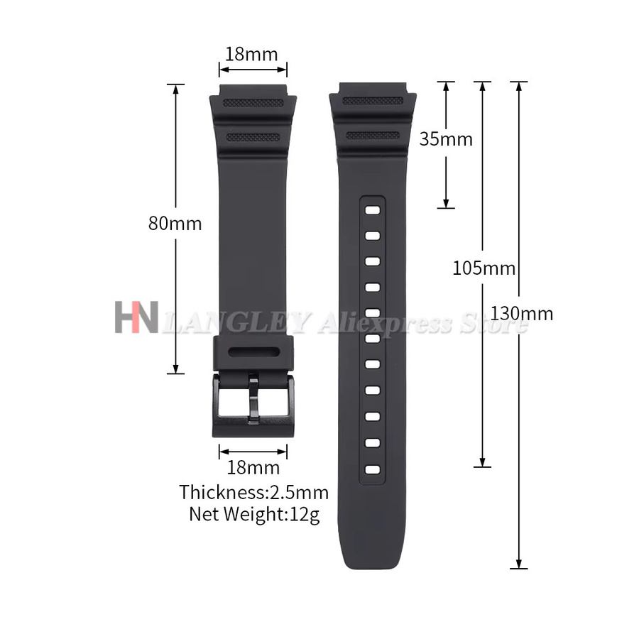 Uhrenarmband Langley, Silikon, 18 mm, Schwarz, Unisex - Bild 3