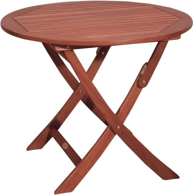 DELUKE Gartentisch GENUA Rund aus Eukalyptus Natur, Klappbarer Outdoor Esstisch Wetterfest, B/T/H: 90 x 90 x 73 cm - Bild 1
