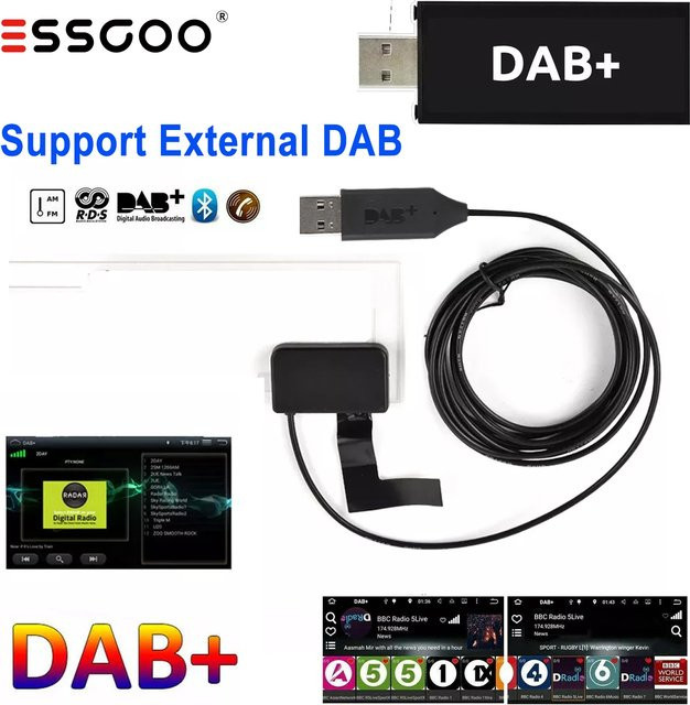 ESSGOO USB DAB+ Digitaler Tuner Adapter für Android Autoradio Hauptgeräte in Schwarz und Grün - Bild 1