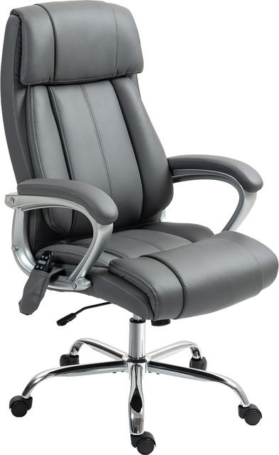 HOMCOM Massagesessel mit 6-Punkt-Vibration und Neigung, moderner Drehstuhl aus PU-Leder mit Seitentasche und Fernbedienung, Dunkelgrau, H x B x T: 113-121 x 66 x 72 cm - Bild 1