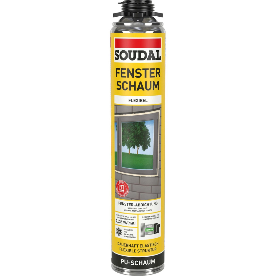 Soudal Fensterschaum B2 Polyurethan-Bauschaum in Beige und Gelb, 750 ml - Bild 2