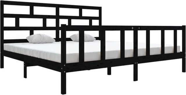 vidaXL Massivholzbett aus Kiefer in Schwarz, Modernes Doppelbett B/T: 200 x 200 cm - Bild 1