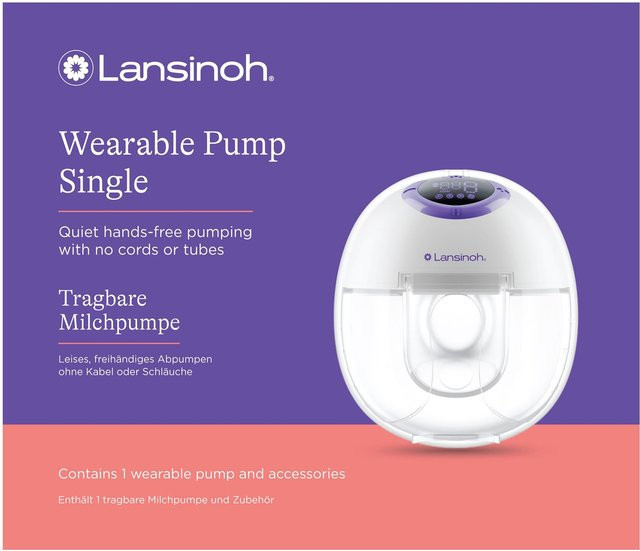 Lansinoh Elektrische Milchpumpe, tragbar und handsfree, BPA-frei, Weiß/Lila - Bild 1
