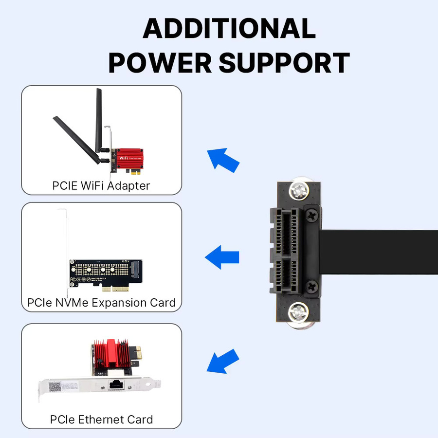Fenvi PCIe 3.0 X1 Riser-Kabel 90 Grad rechtwinkliges PCI Express X1-Verlängerungskabel für WiFi-Adapter und Ethernet-Karten in Schwarz - Bild 2
