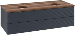 V&B Antao Waschtischunterschrank mit Frontstruktur und Beleuchtung, Farbe: Weiß/Blau, B/T/H: 120 x 50 x 50 cm - Bild 1