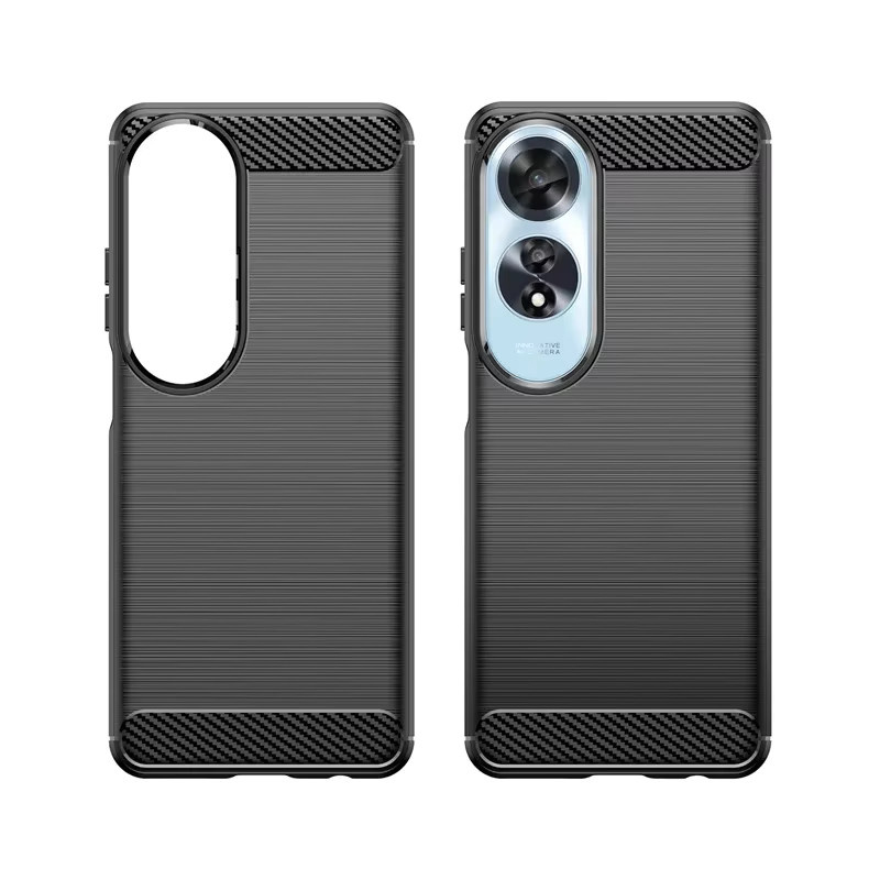 Stoßfeste Silikon Handyhülle aus weichem TPU mit Kohlefaser-Design für Oppo A60 A79 A98 A78 A58 A38 A18 A17 A77 A54 A57 A1 2 Pro 4G 5G in Schwarz - Bild 4