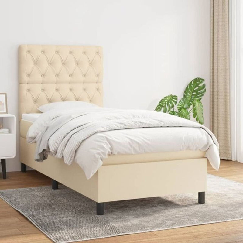 Vidaxl Boxspringbett mit Matratze aus Stoff in Beige, B/T/H: 80 x 200 x 118 cm - Bild 1