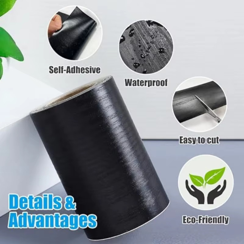 Selbstklebendes Washi Klebeband in Holzmaserung, Farbe Braun, Breite: 10 cm, Länge: 5 m, wasserdichtes dekoratives Klebeband für Möbel und Türrahmen - Bild 2