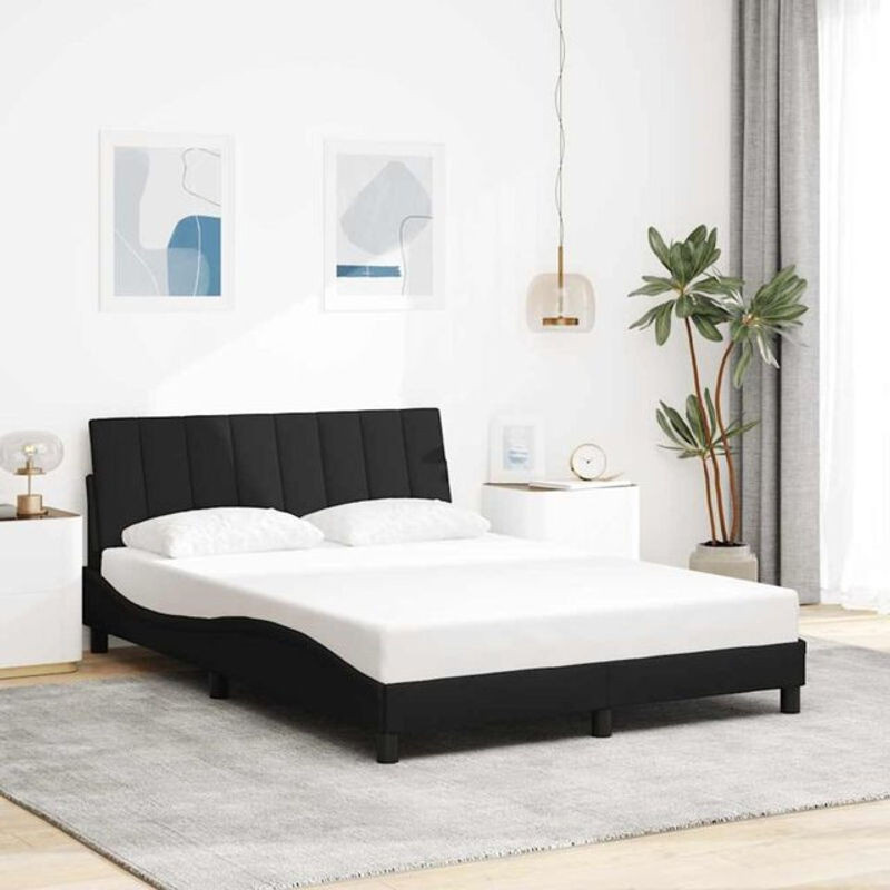 Modernes Polsterbett hanko von Vidaxl in Schwarz aus Metall, Holzwerkstoff und Stoff, B/T/H: 140 x 200 cm - Bild 1