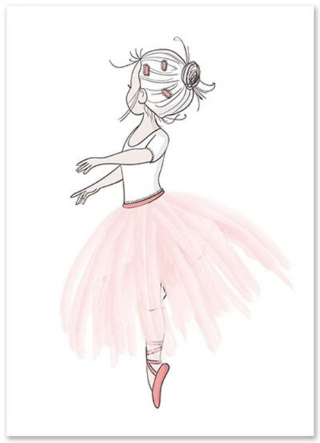 TPFLiving Poster Leinwand Modell H mit Schmetterling, Ballett Mädchen und Regenbogen, Multicolor, 10 x 15 cm - Bild 1