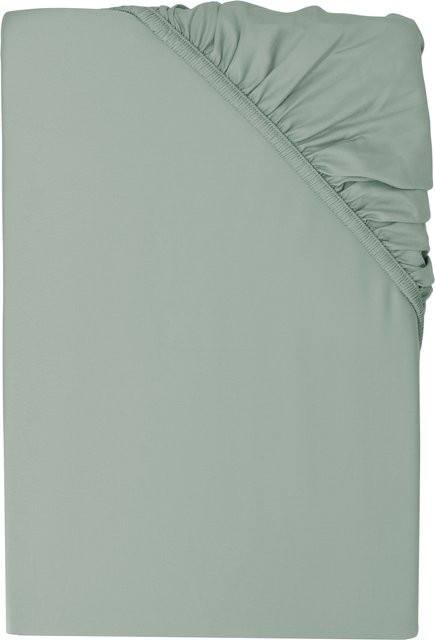 LIVARNO Luxus Satin Spannbettlaken aus Baumwolle und Viskose, Grün, B/T: 180 x 200 cm, H: 27 cm - Bild 1