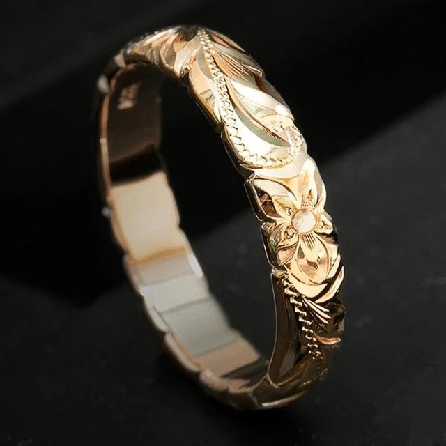 Huitan Ring, Kupfer, Blumenmuster, Damen, Verlobung - Bild 1