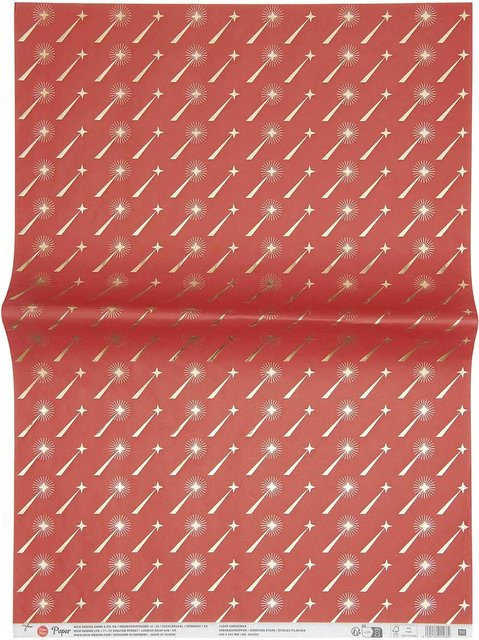 Rico Design Paper Poetry Paper Patch Motiv Sternschnuppen in Rot Grün Weiß und Gold B/H: 30 x 42 cm - Bild 1