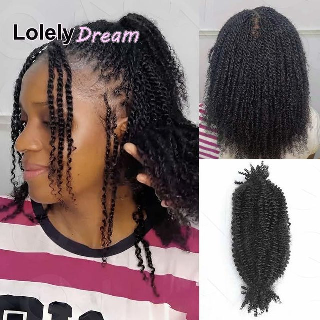 Lolely Dream Spring Twist Afro Kinky Bulk Hair, 100 % Echthaar, Schwarz - Bild 1