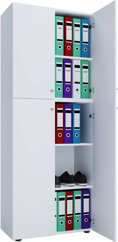 VCM Büroschrank Lona mit Drehtüren in Weiß, B/H/T: 70 x 182 x 39 cm - Bild 3