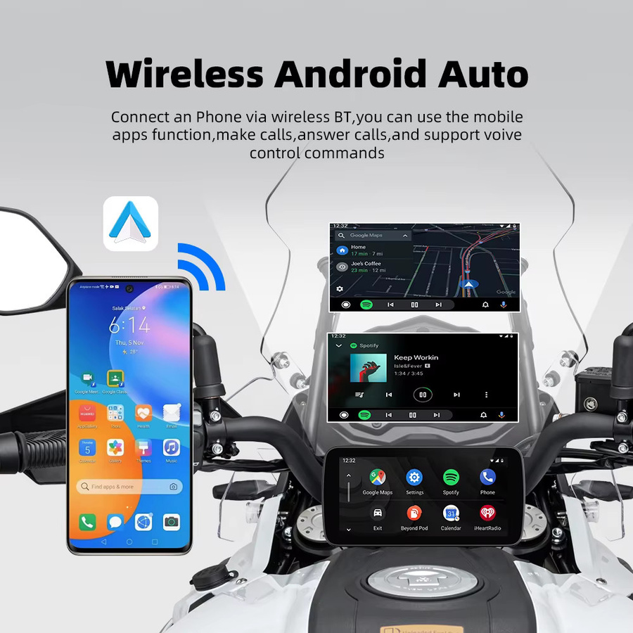 EKIY Wireless CarPlay und Android Auto Motorrad-Navigationsgerät mit 6,25 Zoll Display, GPS und TPMS in Schwarz - Bild 4