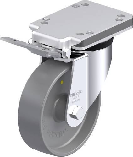 Blickle Stahlblech-Lenkrolle LK-PO 160G-IS-ELS in Grau mit Kunststoffrad, Rad-Durchmesser: 160 mm, Tragfähigkeit: 450 kg - Bild 1