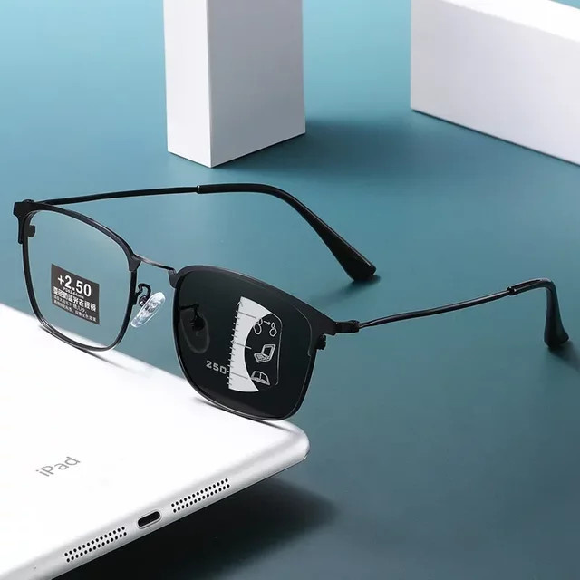 MDOD Lesebrille, Herren, Vollrand, rechteckig, Metall, schwarz - Bild 1