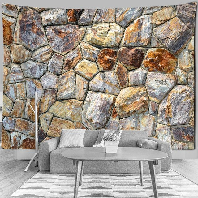 Binchi Outdoor Equipment Wandteppich mit Stein-Landschaftsmotiv im Boho-Stil, Mehrfarbig, B: 150 cm, H: 100 cm - Bild 1