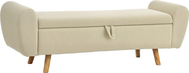 HOMCOM Sitzbank mit Stauraum in Beige mit Cord-Optik, gerollten Armlehnen und Holzfüßen, B/T/H: 150 x 45 x 51 cm - Bild 1