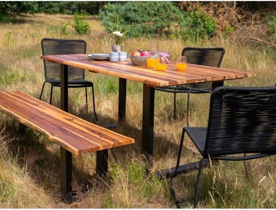 Sam Outillage Garten-Baumkantentisch Avila aus Akazie mit schwarzem U-Gestell, B/T: 180 x 90 cm - Bild 1