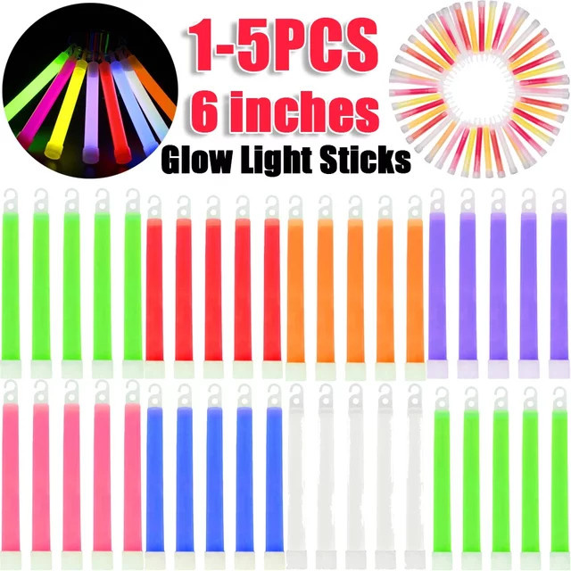 APWIKOGER 5er Set Fluoreszierende Leuchtstäbe in Grün mit Haken, 6 Zoll, für Camping und Outdoor-Aktivitäten - Bild 1