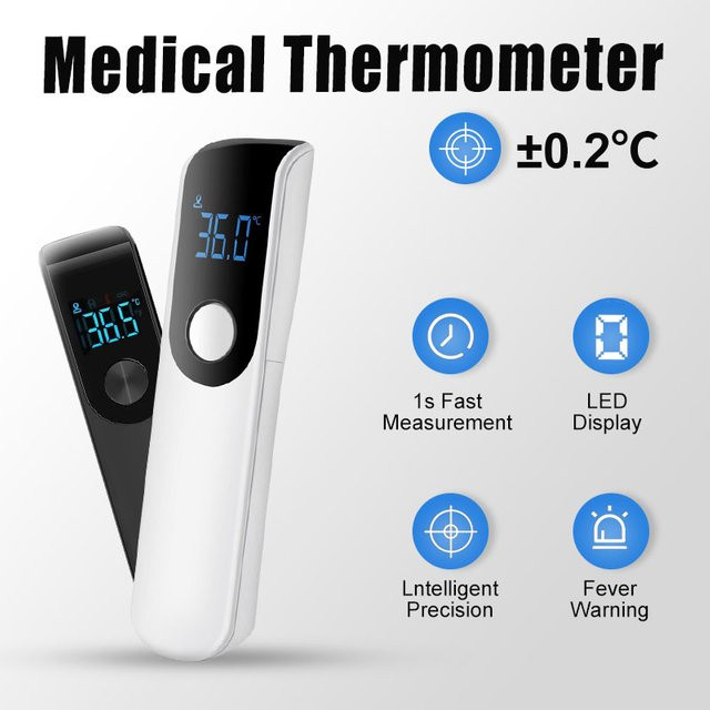 Medizinisches Infrarot-Thermometer zur berührungslosen Temperaturmessung für Babys und Erwachsene mit LED-Display in Weiß - Bild 1
