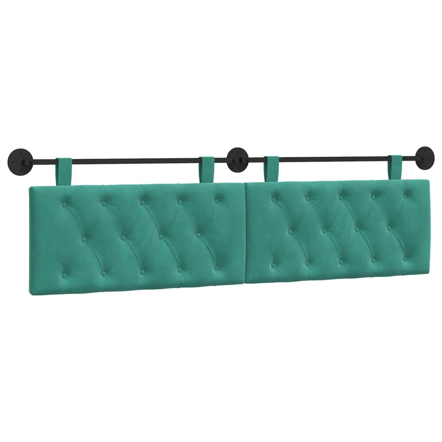 vidaXL Wandmontiertes Polsterpaneel aus Samt in Türkis, B/H/T: 170 x 55 x 7 cm - Bild 2