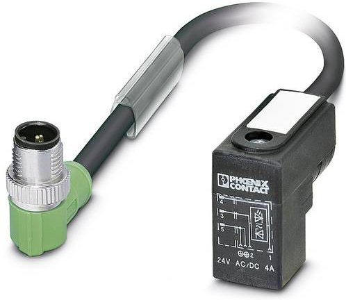 Phoenix Contact 1435483 Sensor-Aktor-Steckverbinder M12 Stecker gewinkelt, 3-polig, schwarz/grau, Länge: 30 cm - Bild 1