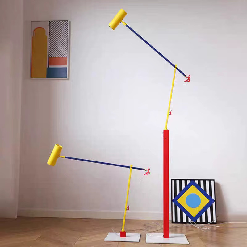 JIANKEXING Moderne Stehlampe im Nordic-Design aus Metall für Schlafzimmer, Home Office und Flur, Gelb/Mehrfarbig - Bild 2