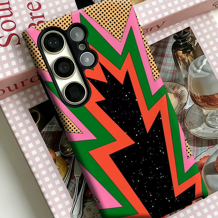 Stoßfeste Doppelschicht Handyhülle mit Pop-Art Burst-Muster für Samsung Galaxy S25 Ultra, S24 und S23 Ultra Plus in Multicolour - Bild 4