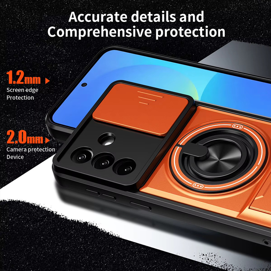 Stoßfeste Panzer-Handyhülle für Samsung Android Smartphones mit Kameraschutz, Ständer und magnetischer Abdeckung in Blau oder Orange - Bild 4