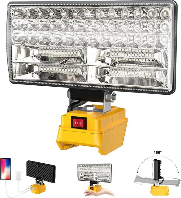 DeWalt 18V LED-Arbeitsleuchte gelb, 2-stufig einstellbare kabellose Werkstatt-Laterne für Elektrowerkzeug-Akkus - Bild 1