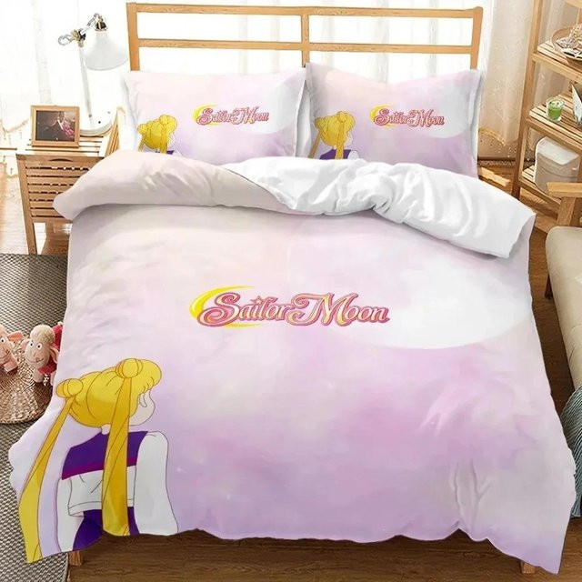 Sailor Moon Bettwäsche-Set mit Cartoon-Print, Pink, 3-teilig, B/H: 200 x 200 cm - Bild 1