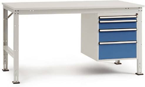 Manuflex Universal Standard Komplett-Arbeitstisch mit Melamin-Platte, Resedagrün, B/T/H: 150 x 80 x 76-87 cm - Bild 1