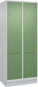 C+P Schließfachschrank Classic PLUS mit Sockel, 2 Abteile, Farbe Resedagrün und Grau, H x B x T: 195 x 80 x 50 cm - Bild 1