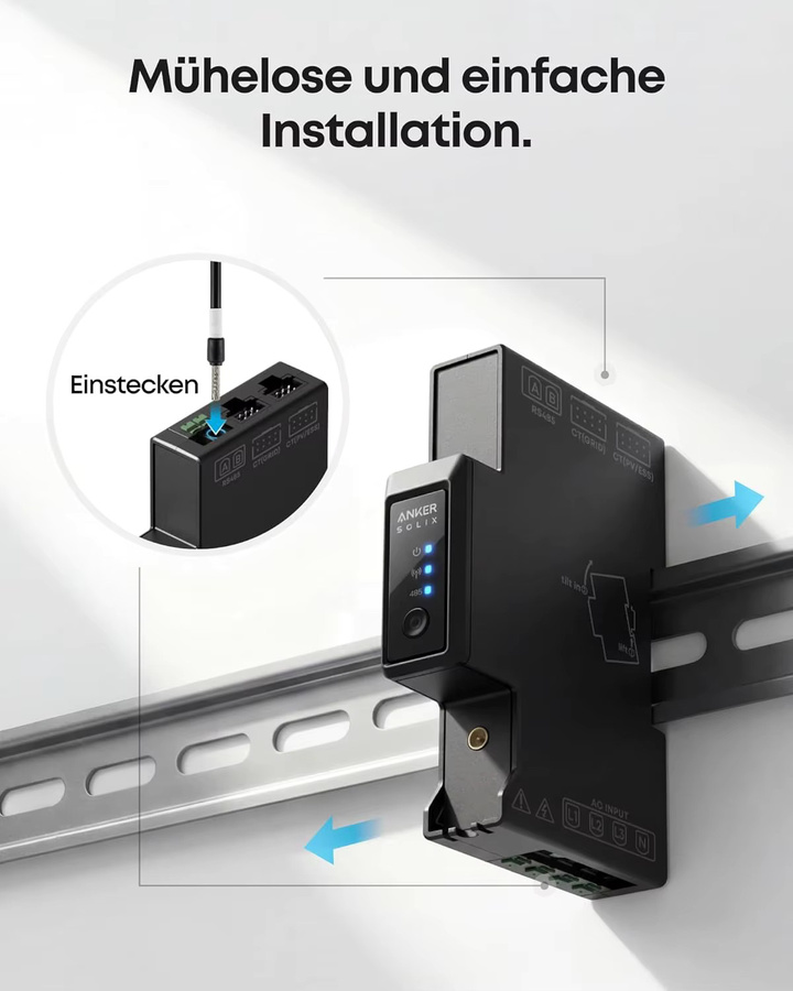 Anker SOLIX Smart Meter Gen 2 Dreiphasig mit WLAN, Bluetooth und RS-485 für Echtzeitüberwachung und Energieeinsparung in Schwarz - Bild 3