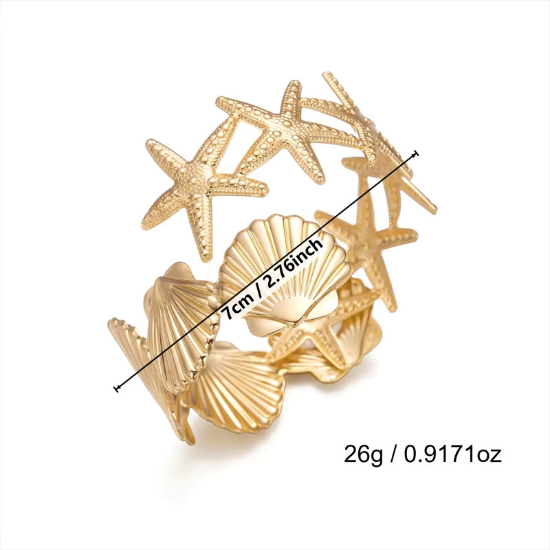 Rinhoo Oberarm-Armband, Seestern Muschel, Gold, Damen - Bild 5