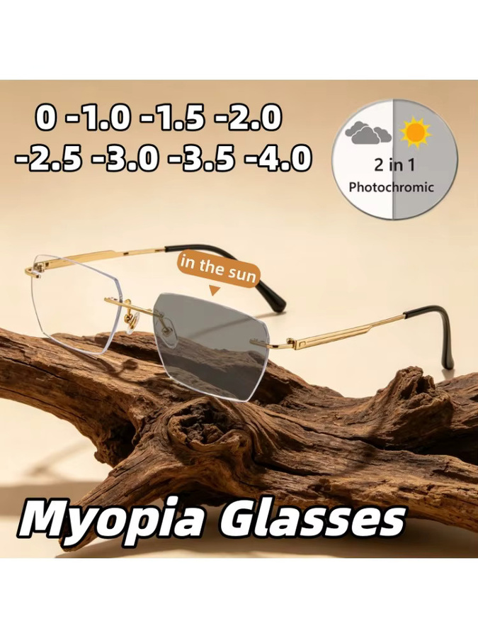ERIKOLE Korrektionsbrille, randlos, rechteckig, Metall, Gold, Unisex - Bild 3