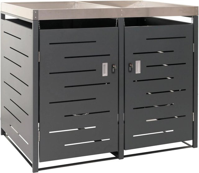 PROREGAL Mülltonnenbox XL 2er Set Anthrazit aus verzinktem Stahl B/T/H: 125 x 140 x 102 cm - Bild 1