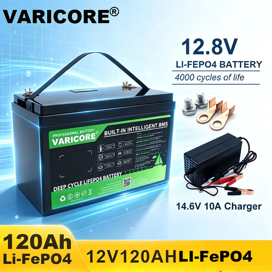 VariCore LiFePO4 Batterie 120Ah mit Multifunktionalem Outdoor-Ausgang in Schwarz und Grün - Bild 2